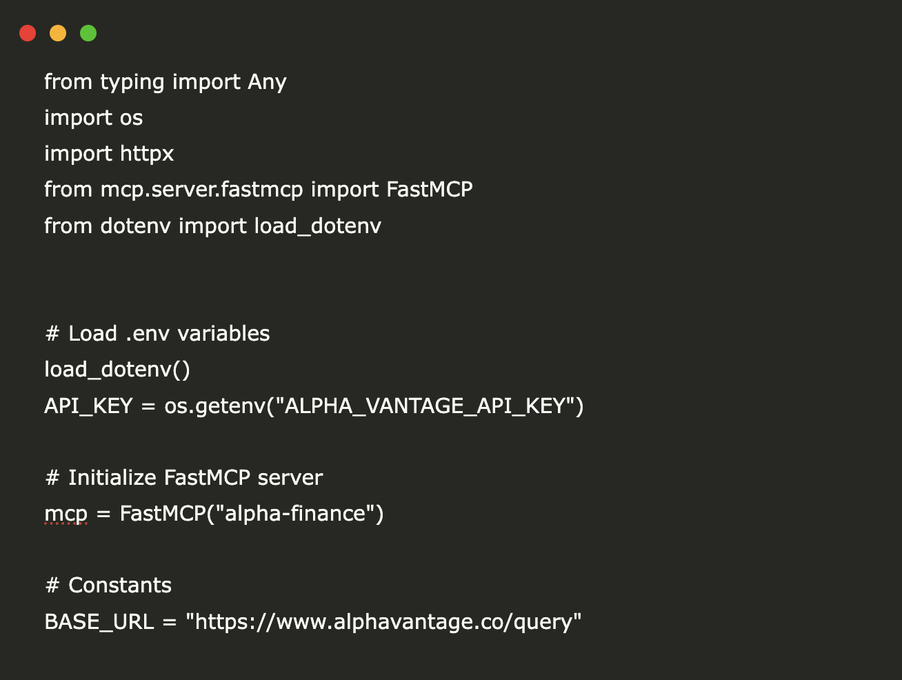 Implementación de código para construir un servidor de protocolo de contexto modelo (MCP) y conectarlo con Claude Desktop